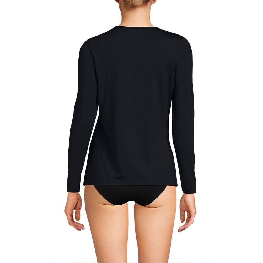 Land's End long sleeve swim tee rashguard black plumeria placement size medium - Picture 4 of 5
